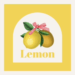 Pink bow lemon duo in arched frame with Lemon TARTE text