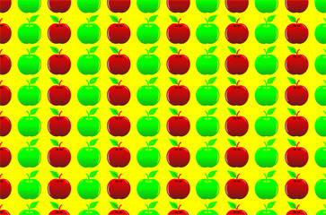 Green and red apples seamless pattern. Seamless pattern of apple fruits. Apple seamless vector pattern. Red and green apple pattern. Cartoon apples illustration. Hand drawn apple illustration