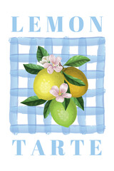 Lemon bouquet with blue plaid and LEMON TARTE text