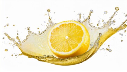 delicious lemon slice splashing cut out