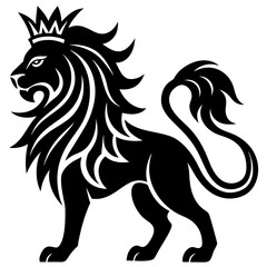 Obraz premium crowned lion tribal tattoo style black and white