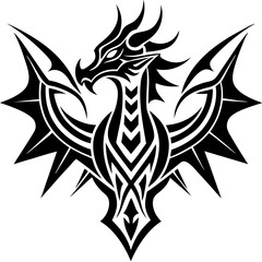 Fototapeta premium tribal dragon abstract tattoo black and white