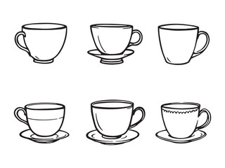 Teacup Modern Tea Cup Outline Illustration