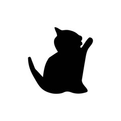 Black Cat Silhouette Icon - Vector Clipart Isolated	