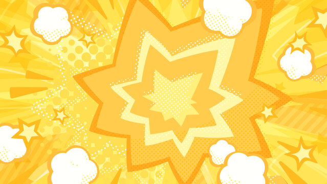 Fototapeta ポップな衝撃のエフェクトの背景イラスト_黄色_16:9
