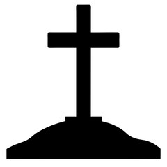 Symbol of Faith A Black Silhouette of a Cross on a Hill