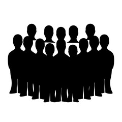 Silhouette of a group of people, representing a crowd or a team