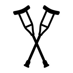 Overlapping pair of crutches symbolizing medical assistance and physical rehabilitation needs