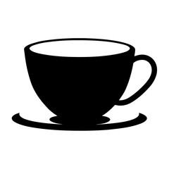 Monochrome illustration of a cup and saucer perfect for coffee or tea