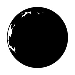 Black Sphere with Uneven Edges on One Side, Indicative of Shadow