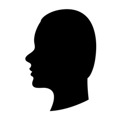 Silhouette of a human head in profile, on a white background