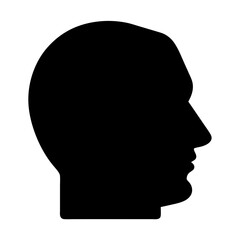 Simple minimalist black silhouette of a human head in profile view art