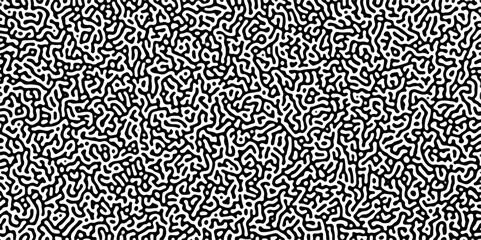 Turing reaction diffusion monochrome seamless pattern with chaotic motion .Linear design with biological shapes. Organic lines in memphis. abstract turing organic wallpaper background .	