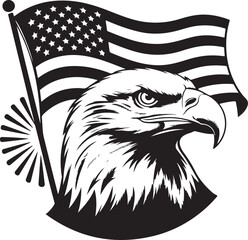 A set of 4th of july silhouette vector icon