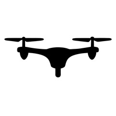 Silhouette of a quadcopter drone with four propellers for aerial photography