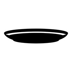 Simple monochrome silhouette of a plate or shallow bowl on white background