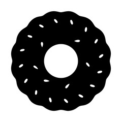 Minimalist Black and White Donut Silhouette with Sprinkles, Modern Graphic Design