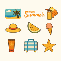 Happy Summer Flat Design Illustration