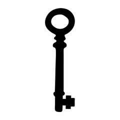 Elegant black key silhouette on a white background for graphic design projects