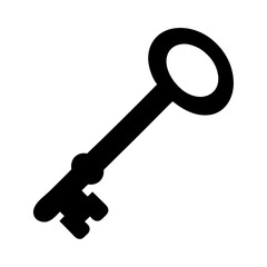 Simple black and white image of an antique looking skeleton key