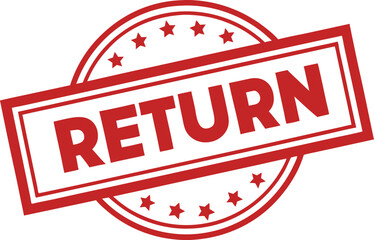 Return Guarantee Stamp: Red Badge with Stars for Product Returns and Customer Satisfaction.