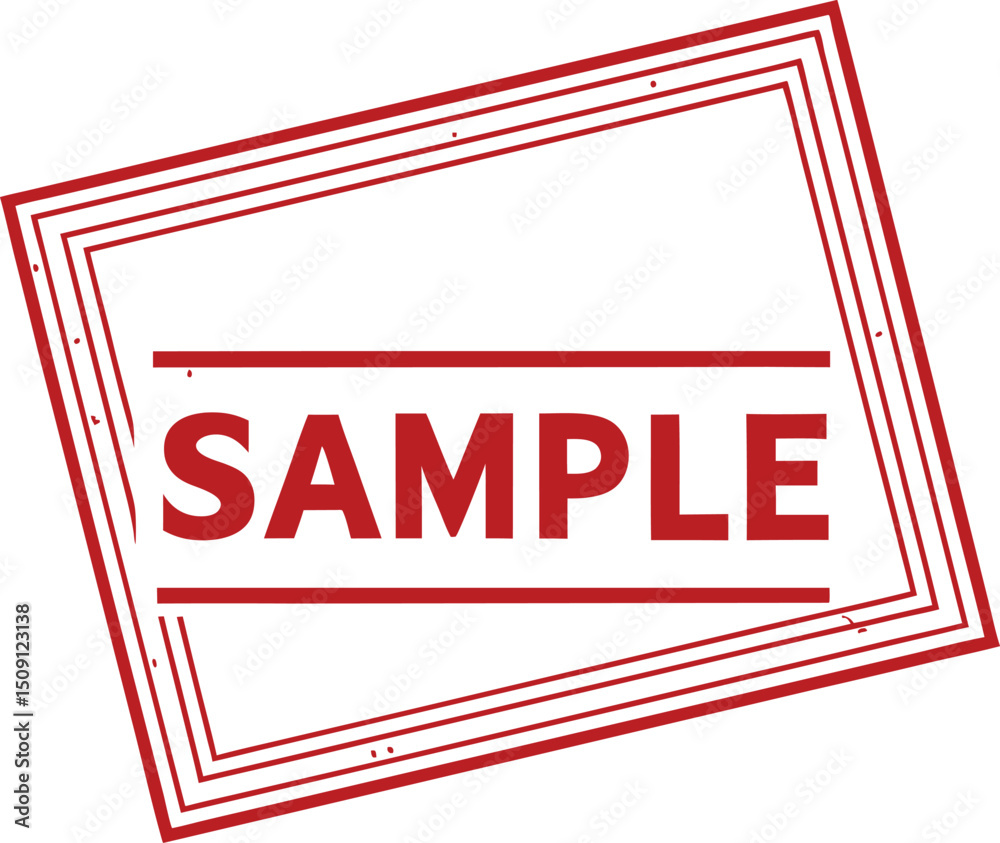 Fototapete Red Distressed Sample Stamp with Angular Frame - Visual Design Element for Applications