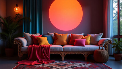 Modern living room interior with elegant furniture soft lighting cozy decor and stylish contemporary design