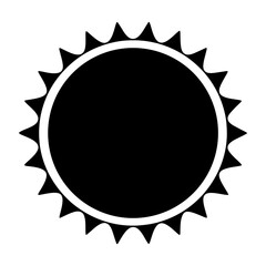 A symmetrical black sun shape with triangular rays on a white background