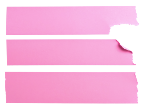 pink paper tape adhesive with ripped edge for clipping isolated on white or transparent png