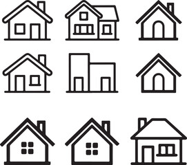 Set of house vector icons. Homes clipart symbols silhouette vector illustration on white background