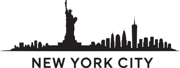 Obraz premium New York city skyline silhouette flat design, vector illustration
