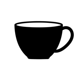Simple silhouette illustration of a coffee cup with a handle, vector image