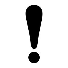 Black and white Exclamation Mark symbol on a solid white background