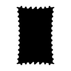 Abstract black and white rectangle with wavy edges, resembling a postage stamp