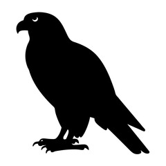 Black silhouette of a majestic falcon perched against a white background