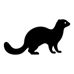 Silhouette of a stoat or weasel on white background vector graphic