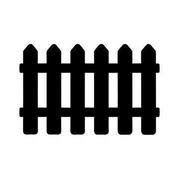 recommend clip art: Silhouette of a black wooden fence with pointed tops against white background