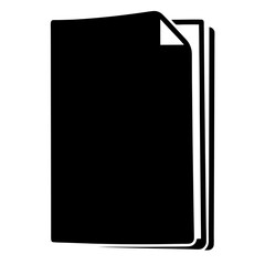 Simple black and white icon depicting a book or document stack