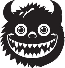 Cartoon Monster Mascot Face Icons Sharp teeth silhouette vector 