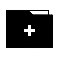 Simple black folder icon with a plus symbol indicating creating new file