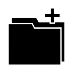 Simple black and white icon showing creating a new data folder