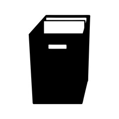 Silhouette Illustration of a Storage Container Box with Open Lid and Handle
