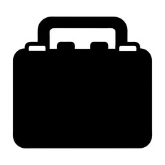 Black silhouette of a business briefcase or suitcase with handle design