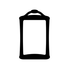 Simple black vector silhouette of an ornate blank frame with handle