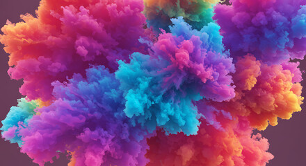 Fototapeta premium Vibrant Rainbow Ink Explosions Abstract Colorful Smoke Cloud Background