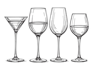 Wine Cup Line Art Minimalist Set
