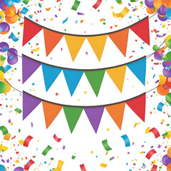 Colorful Islamic bunting with detailed art elements, perfect for holy month and festival use, isolated on white background