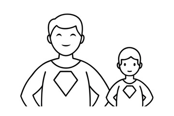 Fototapeta premium Super dad and son superhero team cartoon illustration