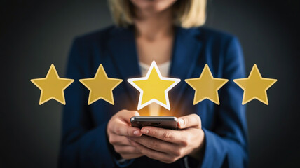 woman holding a golden star