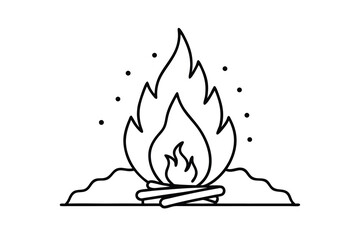 Campfire line art illustration simple bonfire design